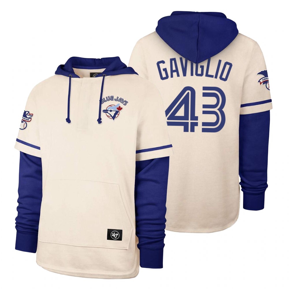 Men Toronto Blue Jays #43 Gaviglio Cream 2021 Pullover Hoodie MLB Jersey